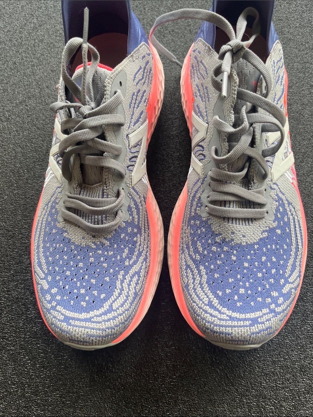 New Balance fresh foam Gray and Blue Running Shoes with Coral Soles
